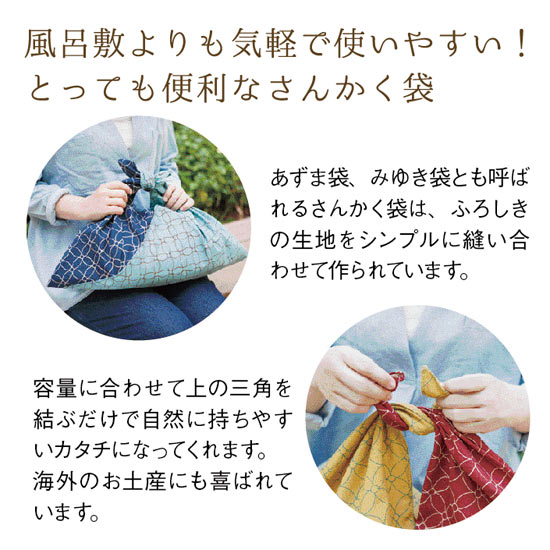 綿ドビー さんかく袋(七宝)水色/紺3