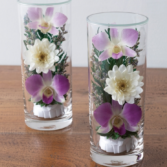 グラスフラワーお供え花Ｍ　双紫（対）0