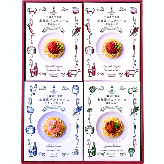 初節句内祝い「ャム、ドレッシング、麺類」人気ランキング：6位：三國推奨　北海道パスタ　ソースギフトイメージ