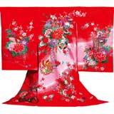 女祝着 椿(花車に蝶)