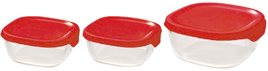 ハリオ 耐熱ガラス製保存容器3個セット(レッド)2