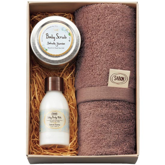 SABON シルキーボディミルク ＆ボディスクラブミニ＆オーガニックタオル (ｼﾞｬｽﾐﾝ)