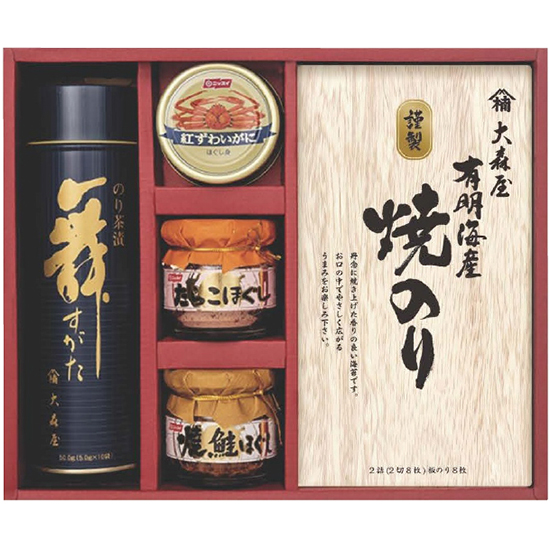 大森屋 海苔・茶漬・カニ缶・瓶詰セット2