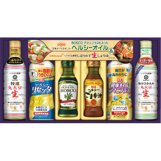 日清ヘルシーオイル&キッコーマン しぼりたて生しょうゆギフト0