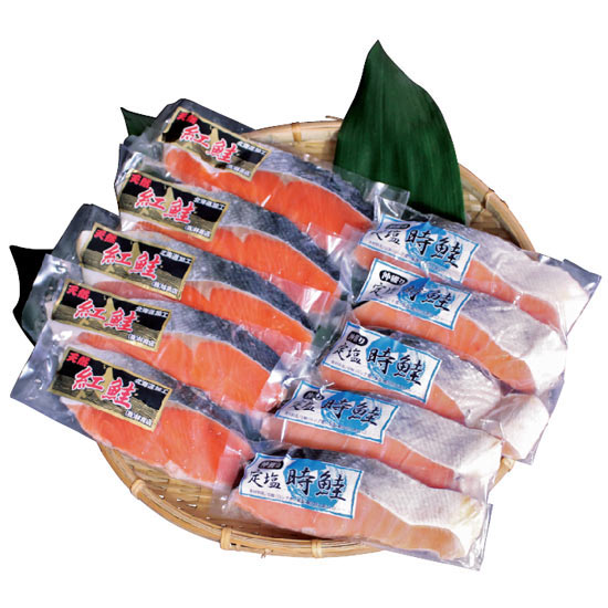 〈下関唐戸市場・林商店〉 紅鮭＆時鮭 切身10切0