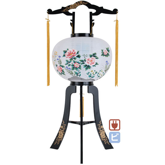 〈ビニロン紙〉回転 12号紅牡丹 コード式 高さ90cm2