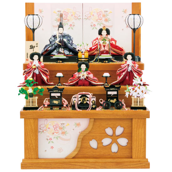 収納式 茜寒桜 五人飾り【59】