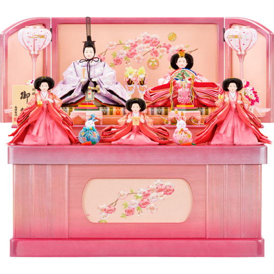 ゆったり柔らか 【桜】雛人形五人飾「豪華コレクション」#木製【本畳
