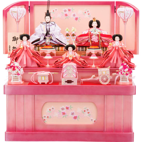 雛人形 収納式 鞠に桜 五人飾り 三段 23 円 大進オンラインショップ