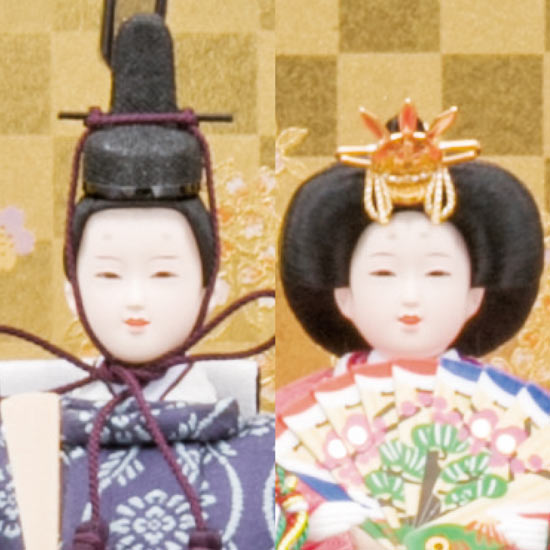 雛人形　収納式 市松花紋桜 五人飾り【25】2
