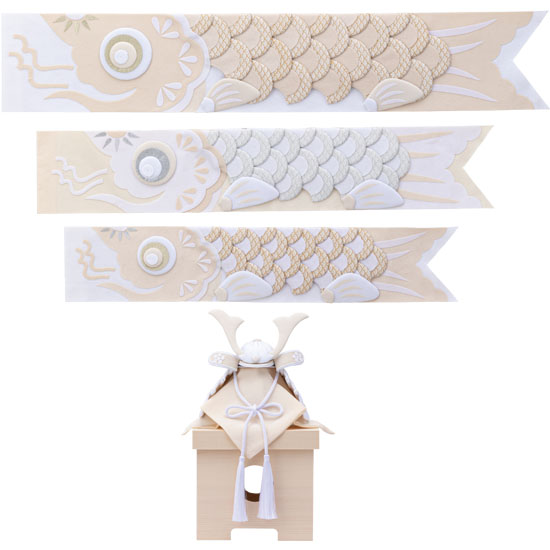 【13】《白粋-HAKI》　兜飾り　ウォールデコレーション　鯉のぼり(3サイズセット)付4