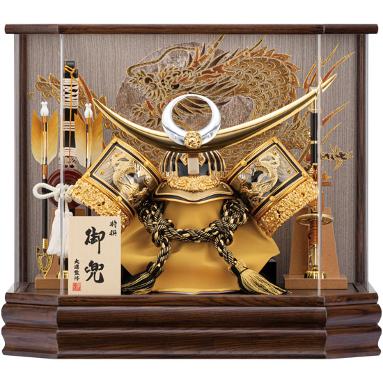 【71】12号 金上杉兜六角アクリルケース飾り
