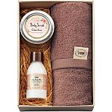 SABON シルキーボディミルク ＆ボディスクラブミニ＆オーガニックタオル（ﾛｰｽﾞ）